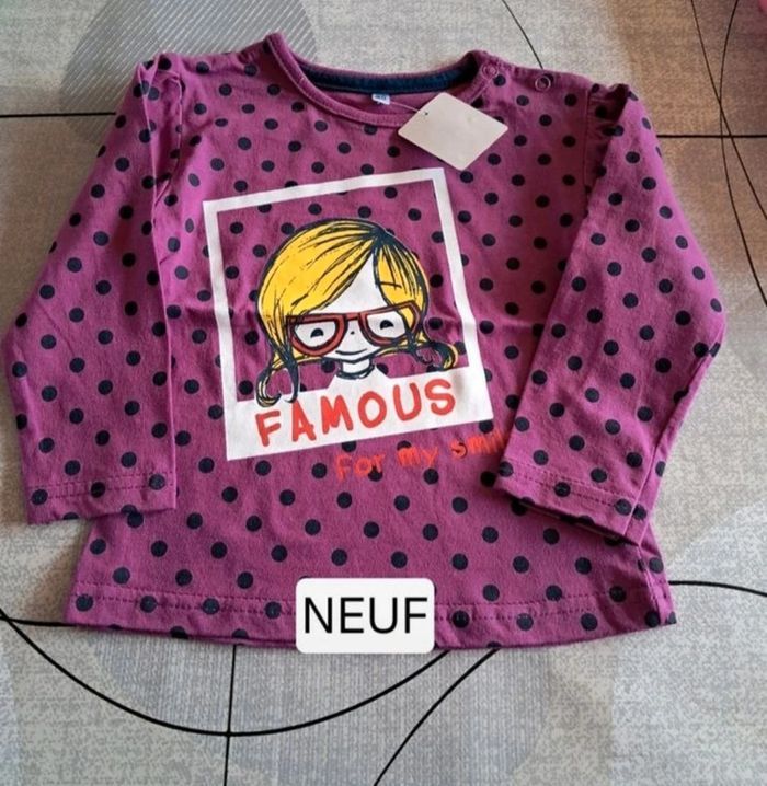 Lot vêtements Tee-shirts et pyjama NEUFS pour fille 1 an (80) - photo numéro 5
