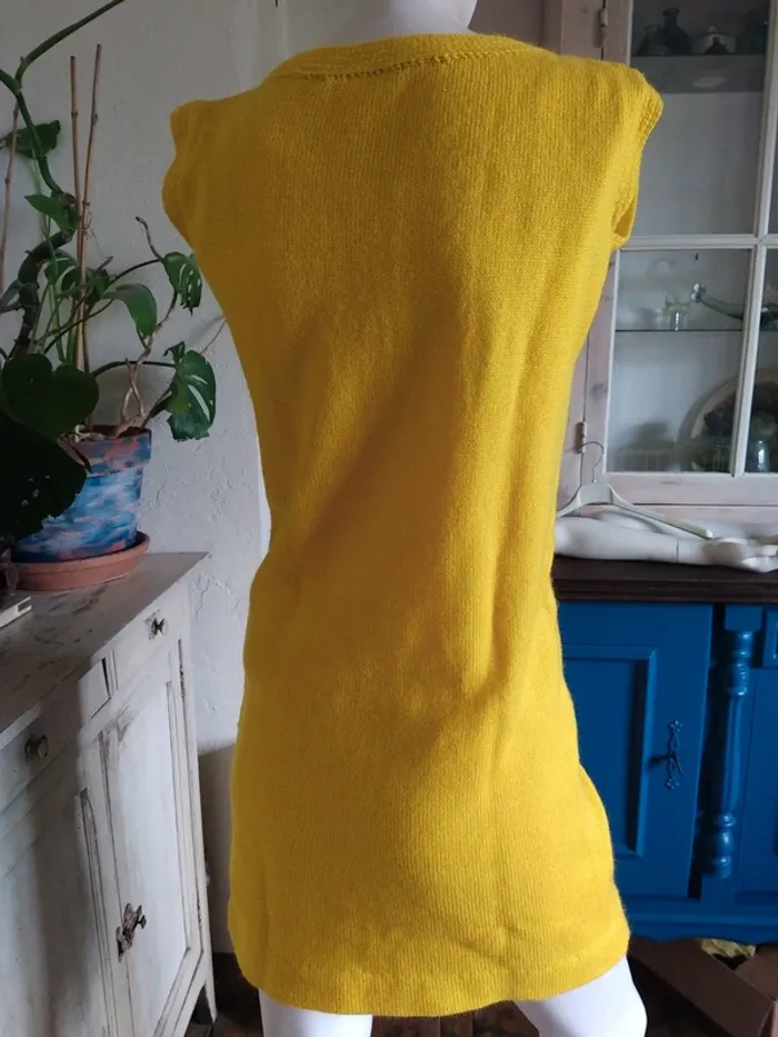 Robe printemps été jaune yellow vintage fait main retro - photo numéro 3