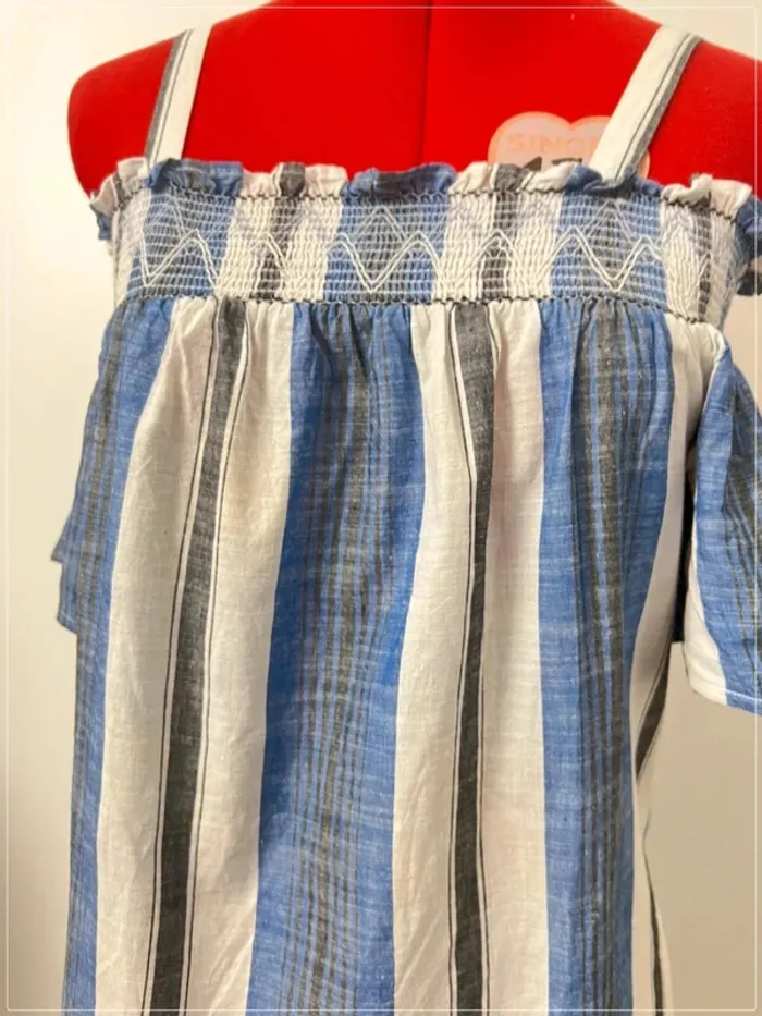 Robe col bardot rayée bleue et blanche Primark - photo numéro 2