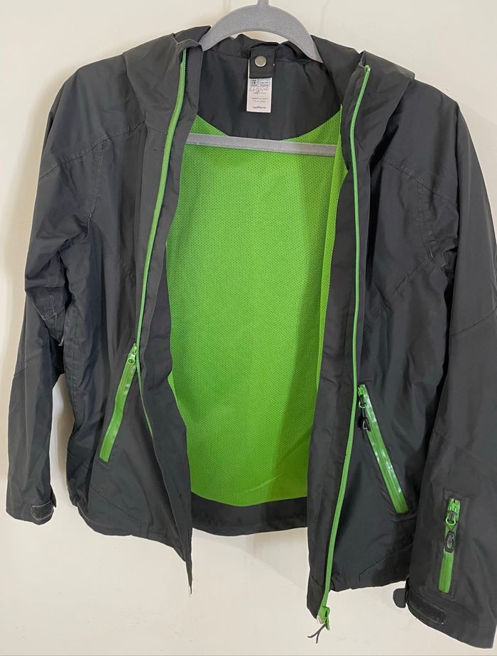 Veste Coupe-vent Noir Vert Pomme garçon Taille 12 ans Quechua - photo numéro 3