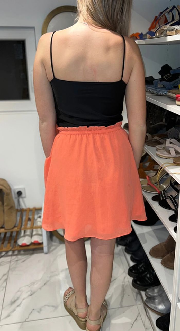 Jupe été voilage couleur corail taille S 36 Neuf avec étiquette - photo numéro 5