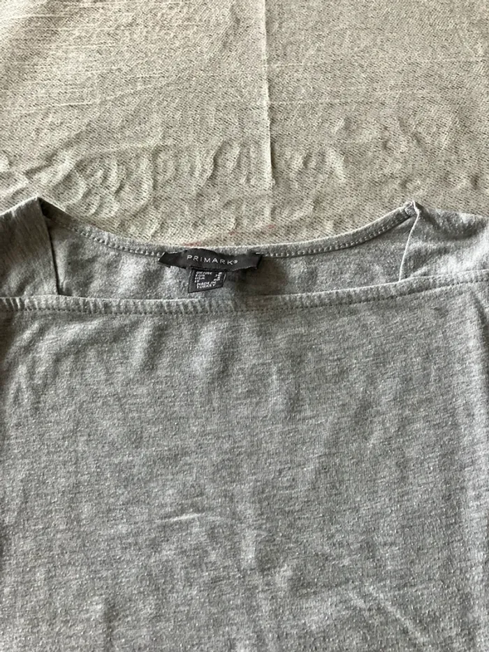 Tee-shirt manches longues col carré gris Primark – Taille S - photo numéro 4