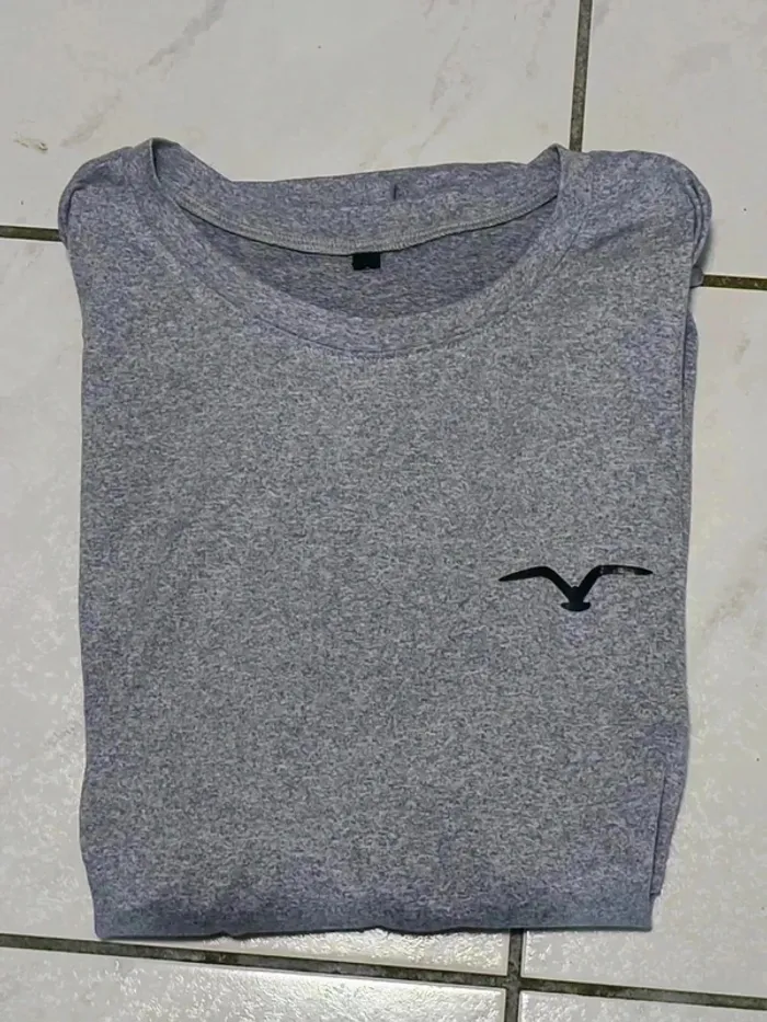 🔥 T-shirt gris chiné style minimaliste – Taille L - photo numéro 2