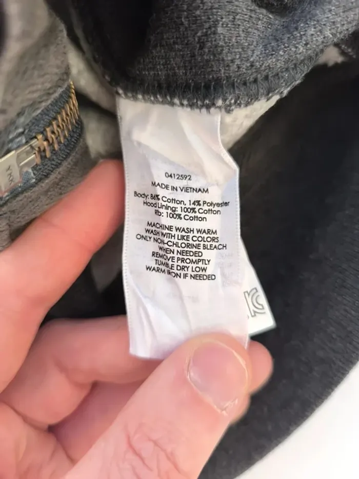 Sweat capuche homme Ralph Lauren zippé taille M gris foncé logo bordeau - tâche javel - photo numéro 14