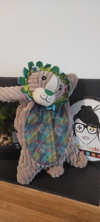Les Deglingos Bouillotte à Graine Micro-Onde Jélékros le Lion beige vert feuille