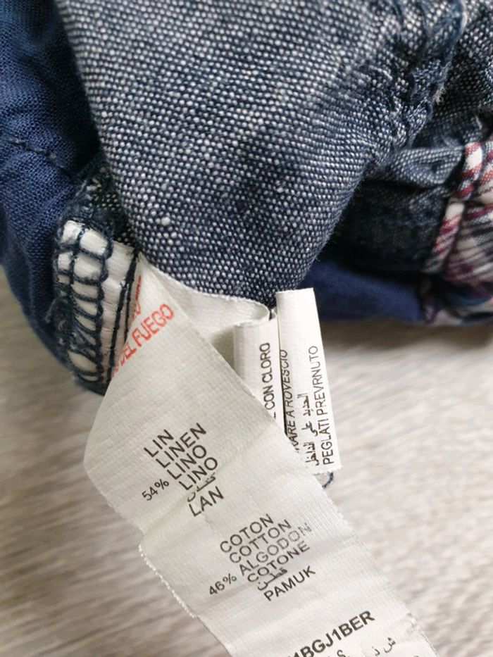 Short Sergent Major bleu chiné lin et coton 24 mois - photo numéro 4