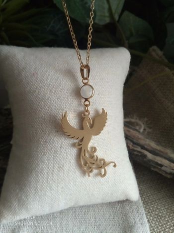 Collier pierre de lune et phénix