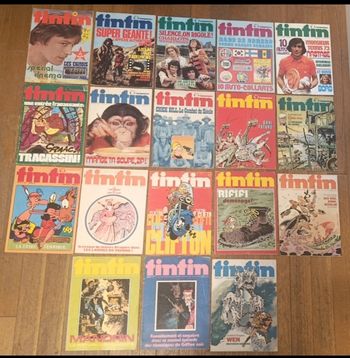Lot de 18 anciens magazines Tintin années 70 vintage