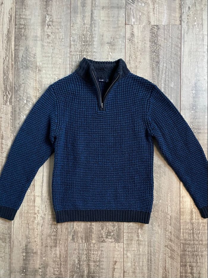 Pull bleu marine zippé Kiabi garçon 10 ans – comme neuf - photo numéro 2