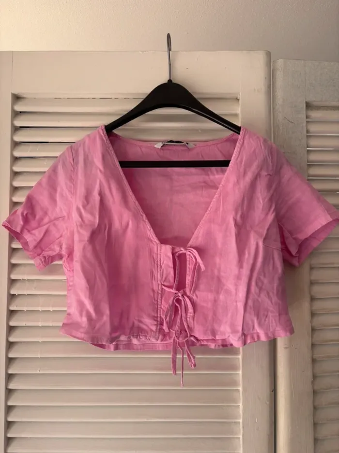 T shirt rose à nouer