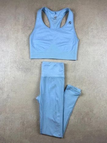 Ensemble Oceans Apart Seamless Set - Sports Bra + Leggings Gym Outfit | bleu - M/S | Women #219