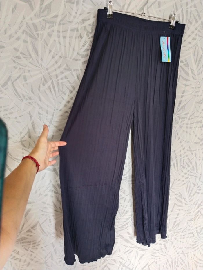 Magnifique pantalon large plissé d'été pour femme taille 36 38 40 42 44 46 - photo numéro 3