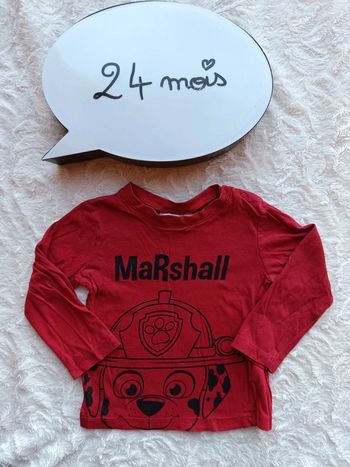 Tee shirt chemise manches longues Garçon 24 mois Marshall Marcus Pat patrouille Paw Patrol