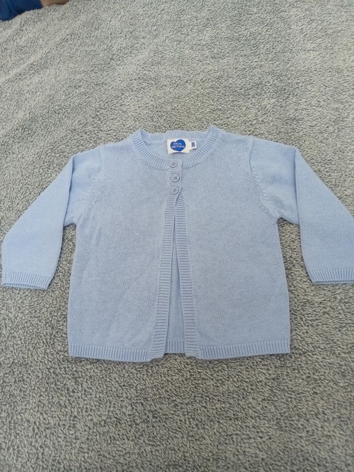 Gilet bleu ciel 3 mois - photo numéro 3