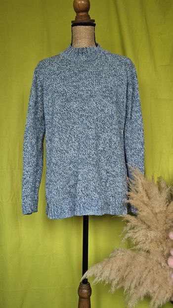 Pull Épais Moucheté Bleu & Blanc Charmance