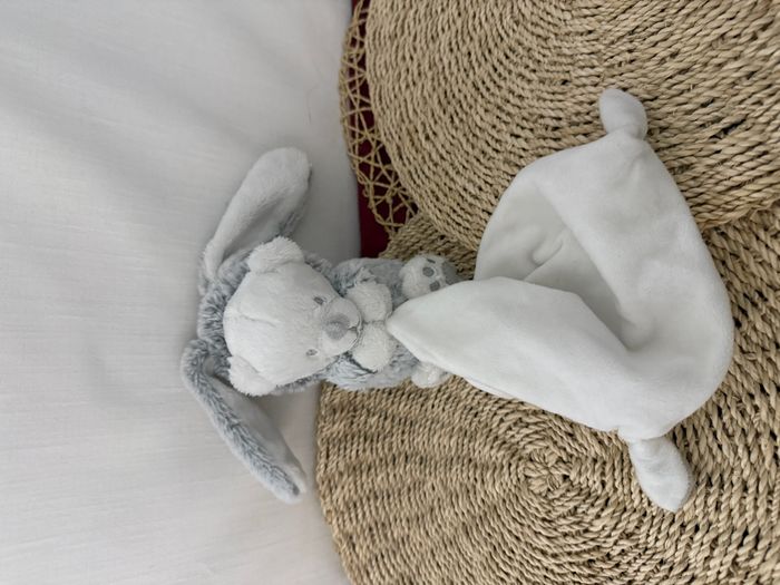 Prémaman Doudou plat en velours avec peluche lapin - photo numéro 1