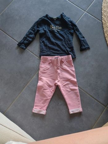 Ensemble jegging rose et t shirt manche longue
