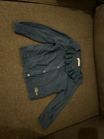 Gilet avec col bébé fille, lulu castagnette, bleu, 24 mois