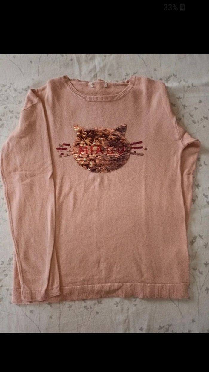 Pull rose avec sequin vertbaudet