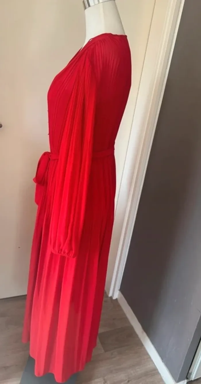 Maje Robe longue rouge, plissé femme, taille 40 - photo numéro 8