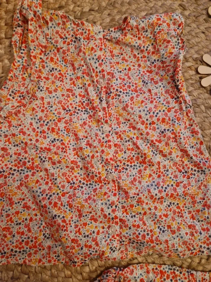 Ensemble d'été blouse et bloomer fleurie cyrillus bebe fille 18 mois - photo numéro 3