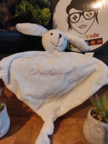 Doudou Lapin Blanc Rose Color Dreams Tarifold Plat Mouchoir #geektradedoudou