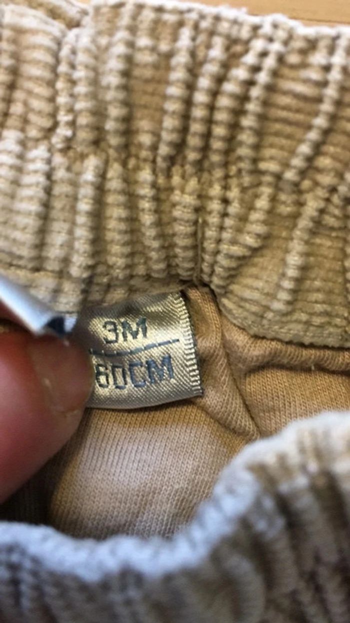 Pantalon en velours garçon beige 3 mois Kiabi - photo numéro 5