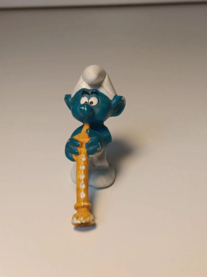 Figurine vintage schleich Schtroumpf flute  peyo W.germany - photo numéro 2