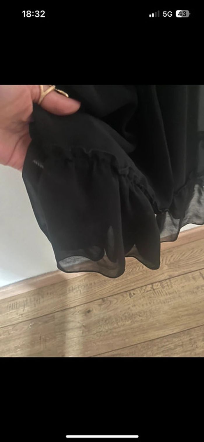 Robe noire en voile doublée - Taille 38, Mim, bas volanté élégant - photo numéro 8