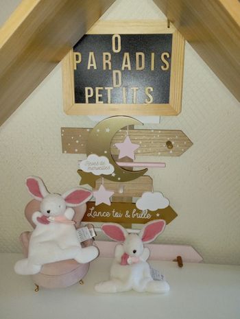 2 doudou lapin happy boho 17cm