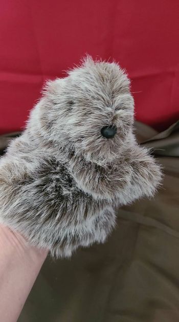 Doudou marionnette marmotte ATELIER FRANCE PELUCHES gris poils longs