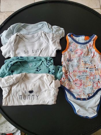Lot 5 body manches courtes 18 mois