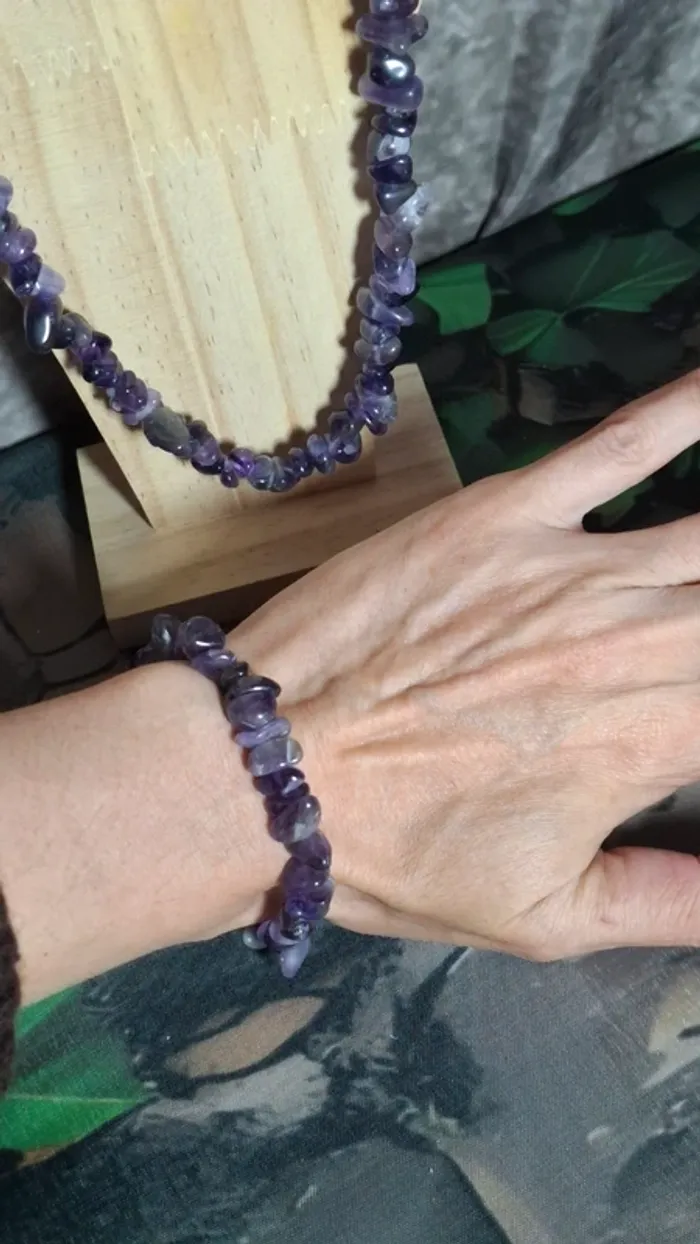 Ensemble collier bracelet véritable améthyste - photo numéro 8
