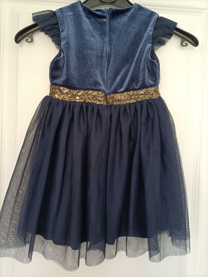 Robe de fête bleu marine type velours et tulle 3-4 ans tex - photo numéro 2