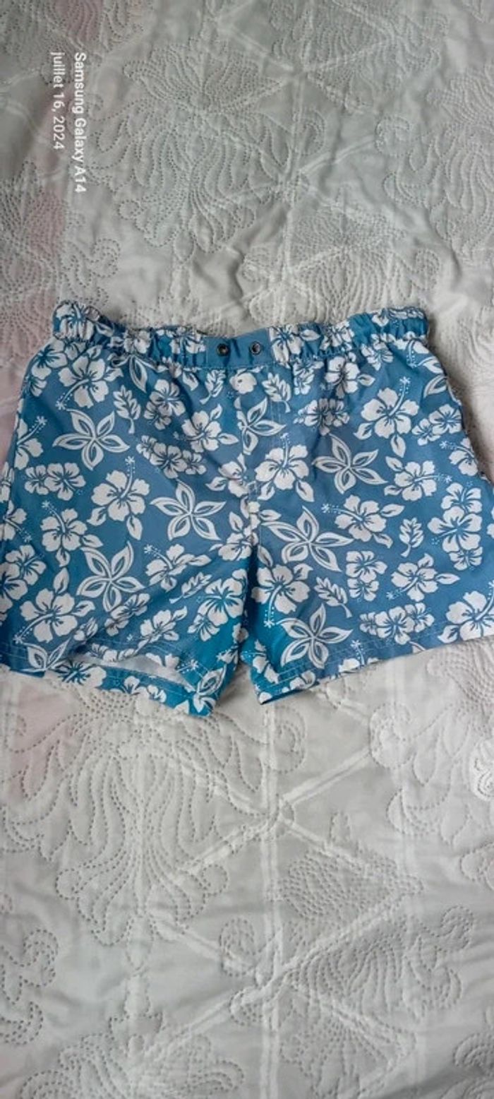 Short de bain motif hawaïen bleu garçon 10 ans kihawo