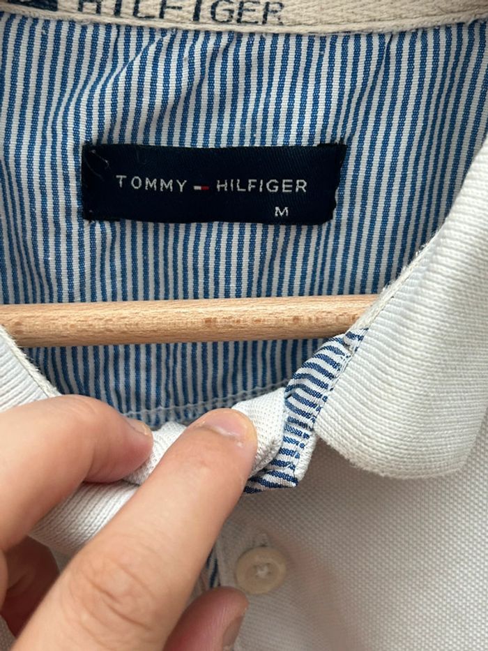 Polo blanc tommy hilfiger - taille M en coton - photo numéro 5