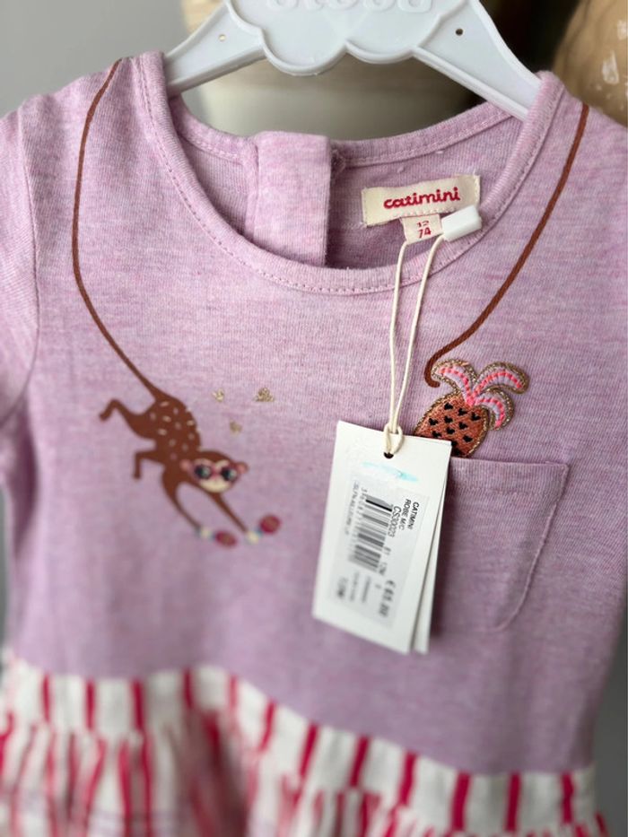 Robe Catimini - Lila/fuchsia/blanc - neuve avec étiquette - taille 12 mois - - photo numéro 2