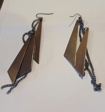Boucles d'oreilles pendantes triangles noirs brillants
