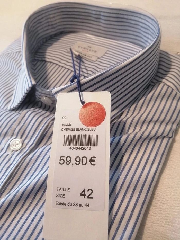 Chemise unies Cyrillus bleu clair taille 42 cm - photo numéro 3