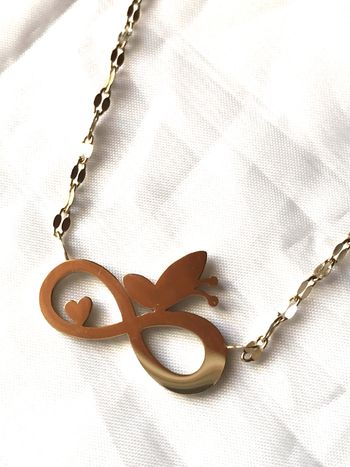 Collier Pendentif Signe Infini Papillon Cœur Maillons Torsadés Chaîne Bijou Doré Fantaisie Femmes