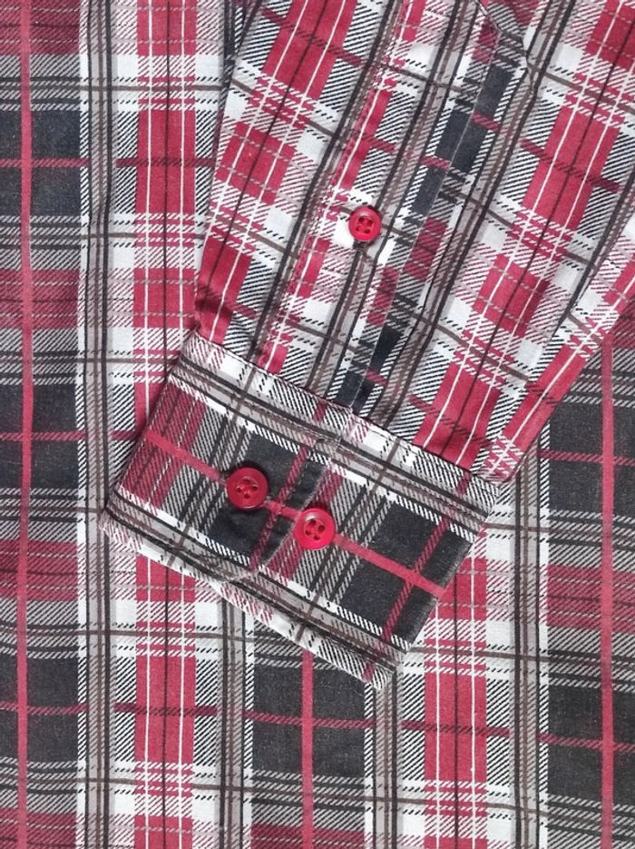 Chemise à carreaux bordeaux noir blanc - 36/S - photo numéro 4