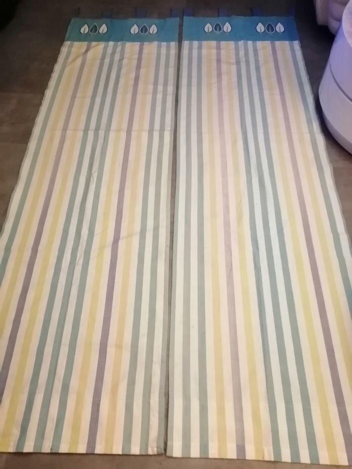 paire de double rideaux opaque rayé