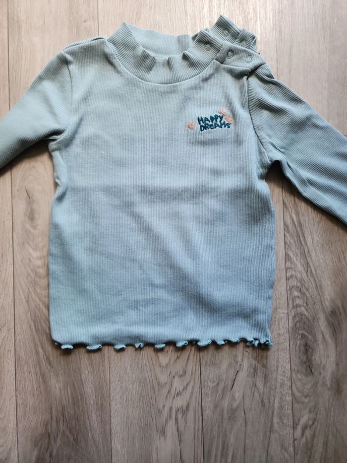 Tee shirt col montant vert happy dreams 24mois - photo numéro 9