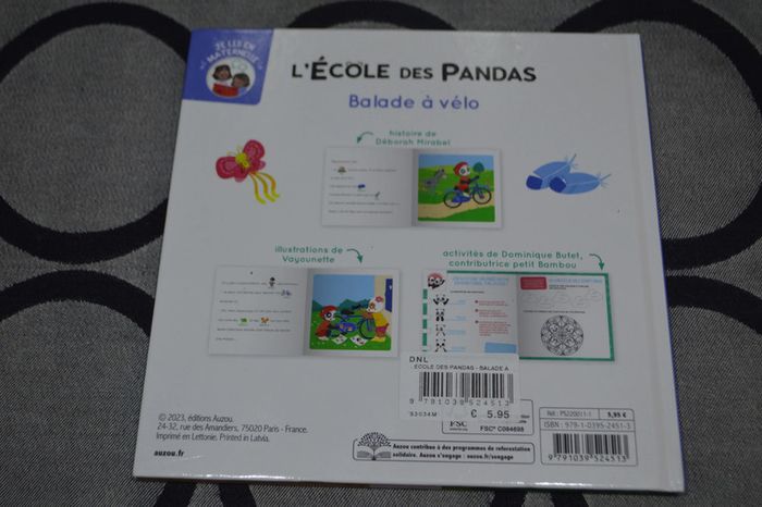 Livre l'école des pandas balade à vélo Je lis en maternelle Collection Auzou - photo numéro 3