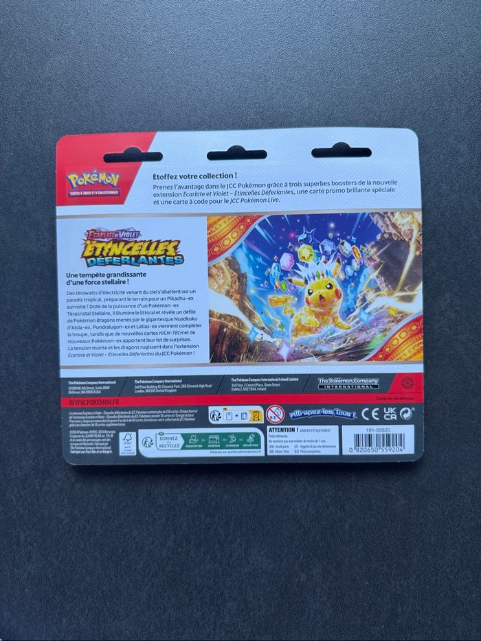 Pokémon Tripack Étincelles Déferlantes Écarlate et Violet EV08 Neuf Français - photo numéro 2