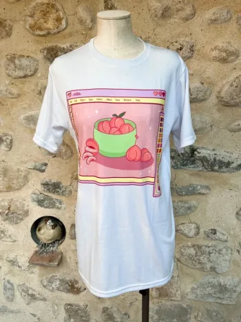 Happy monday - T-shirt imprimé graphique kawaii pêche animal crossing mignon pastel graphique