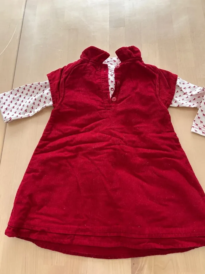 Superbe ensemble robe en velours et très shirt grain de blé 18mois - photo numéro 6