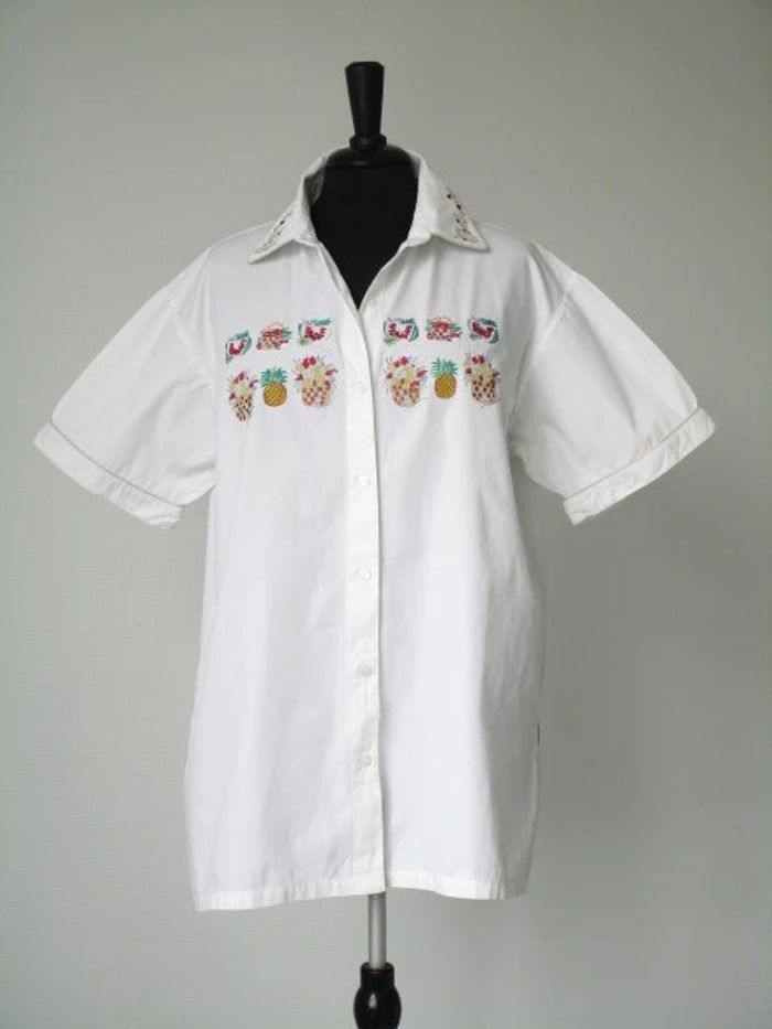 Chemise vintage fruits et fleurs 46 TBE - photo numéro 2
