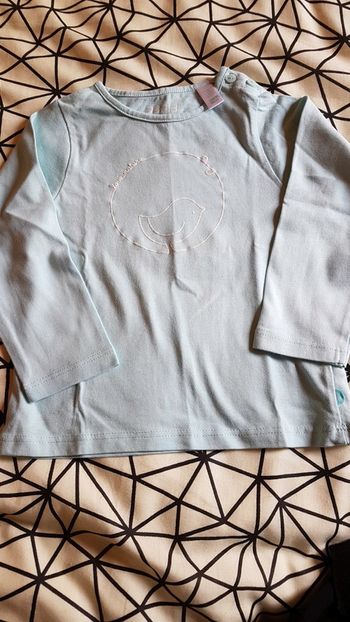 Tee shirt manches longues bleu ciel 18 mois