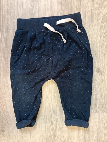 Pantalon bleu marine motifs dorés fille 12 mois